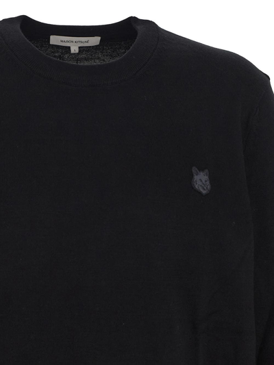 Shop Maison Kitsuné Fox Logo Patch Knit Sweater In Black
