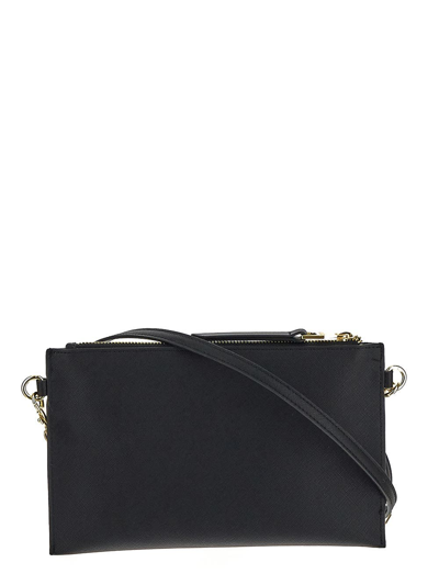 Shop Versace Jeans Couture Metallic Logo Clutch Bag In Black