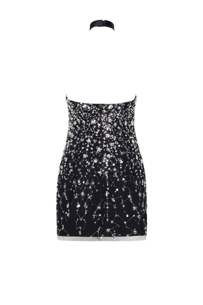 Milla Striking Halterneck Crystal-embellished Mini Dress, Xo Xo In Black
