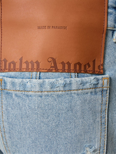 Shop Palm Angels Light Blue Cotton Denim Jeans