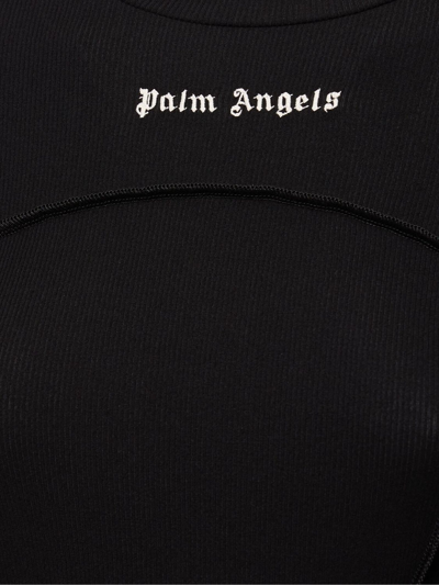 Shop Palm Angels Black Stretch-cotton Minidress In Nero