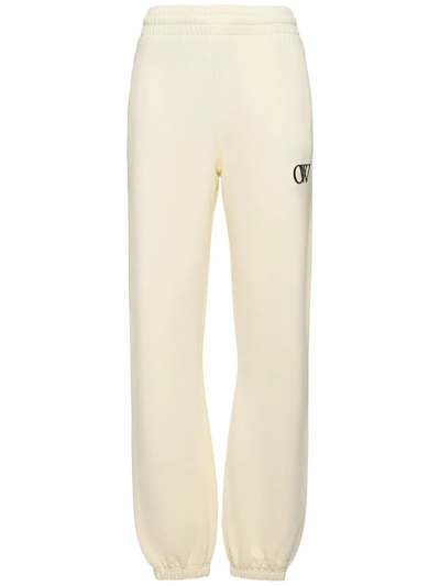 Off-white White Cotton Jogging Trousers In Bianco