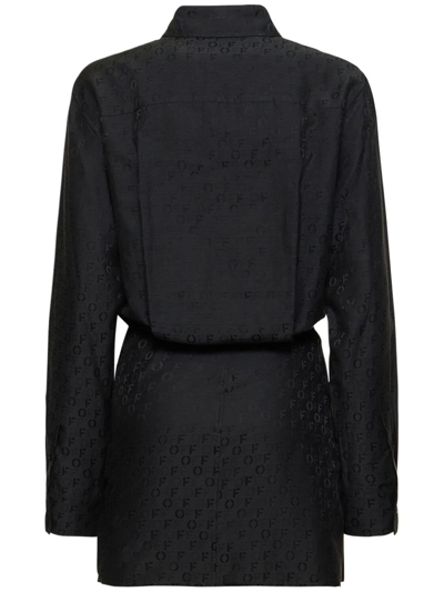 Shop Off-white Black Silk-cotton Blend Shirtdress In Nero