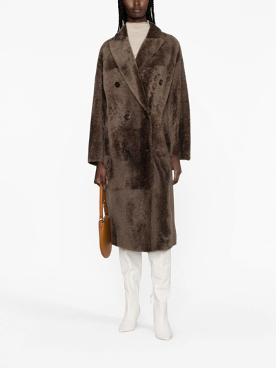 Shop Blancha Chestnut Brown Sheepskin Coat In Marrone