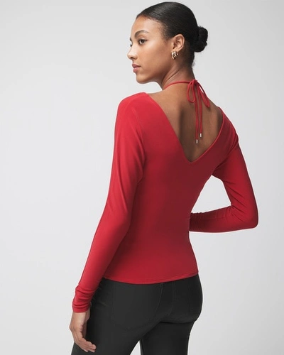 Shop White House Black Market Long Sleeve Ruched Front Matte Jersey Top In Red