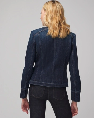Women's Petite Stylist Denim Chain Jacket in Stowe Authentic Size 0 Petite | White House Black Market
