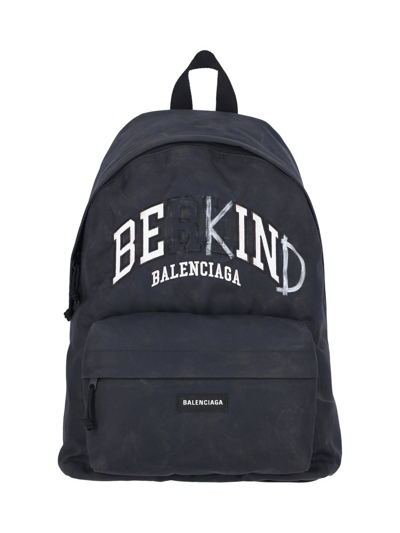 Shop Balenciaga Explorer Be Kind Printed Backpack In Black