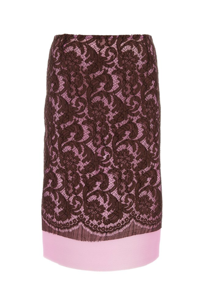 Shop Dries Van Noten Slacy Lace Detailed Midi Skirt In Multi