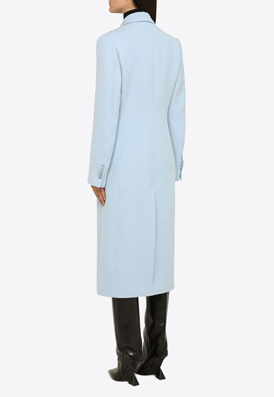 Shop Wardrobe.nyc Double-breasted Wool Long Coat In Blue