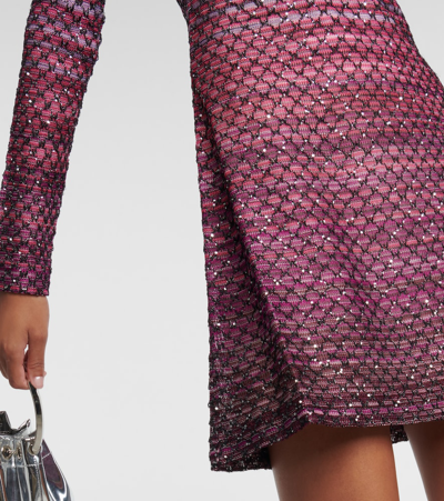 Shop Missoni Knitted Lamé Minidress In Multicoloured