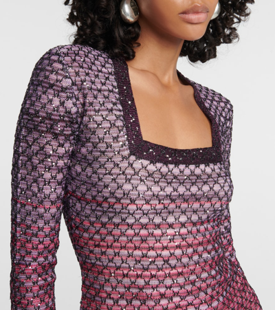 Shop Missoni Knitted Lamé Minidress In Multicoloured