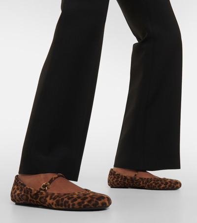 Shop Gianvito Rossi Carla Leopard-print Suede Ballet Flats In Multicoloured