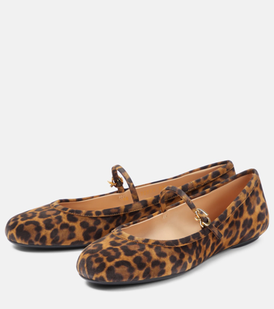 Shop Gianvito Rossi Carla Leopard-print Suede Ballet Flats In Multicoloured