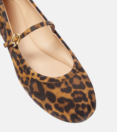 Shop Gianvito Rossi Carla Leopard-print Suede Ballet Flats In Multicoloured