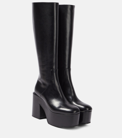 Shop Dries Van Noten Leather Platform Knee-high Boots In Black