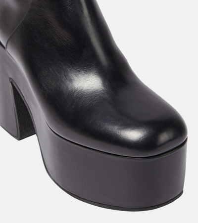 Shop Dries Van Noten Leather Platform Knee-high Boots In Black
