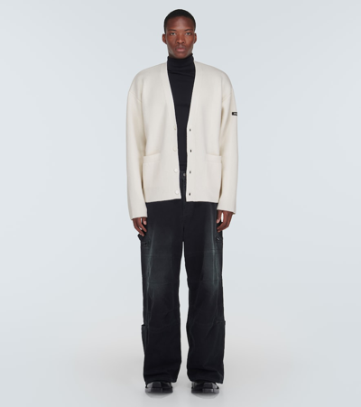 Shop Balenciaga Wool-blend Cardigan In White