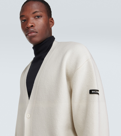 Shop Balenciaga Wool-blend Cardigan In White