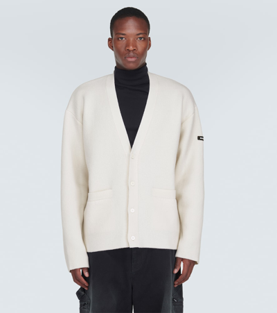 Shop Balenciaga Wool-blend Cardigan In White