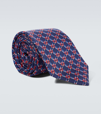 Shop Gucci Interlocking G Silk Twill Tie In Blue