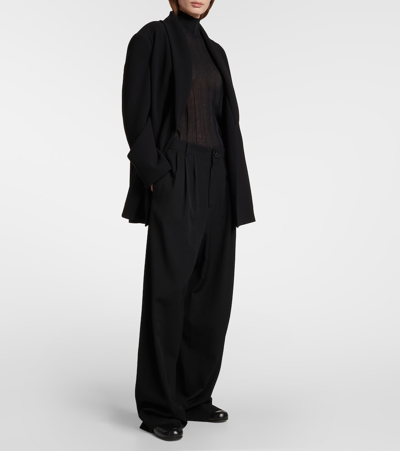 The Row Rufus Wool Wide-leg Pants In Black