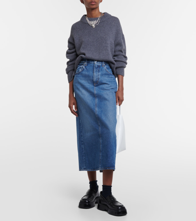 Shop Citizens Of Humanity Peri Denim Maxi Skirt In Blue