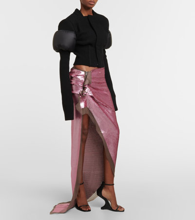 Shop Rick Owens Edfu Embellished Chiffon Maxi Skirt In Pink