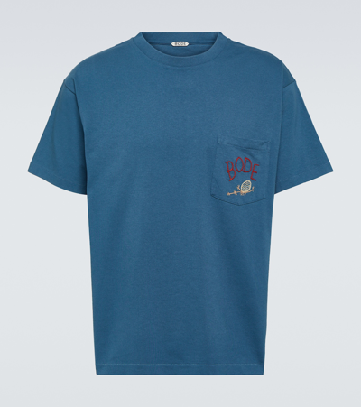 Shop Bode Logo Cotton Jersey T-shirt In Blue