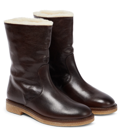 Shop Bonpoint Wild Leather Boots In Brown