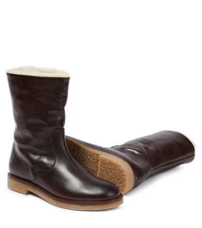 Shop Bonpoint Wild Leather Boots In Brown