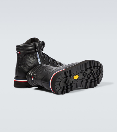 Shop Moncler Peka Trek Leather Hiking Boots In Black