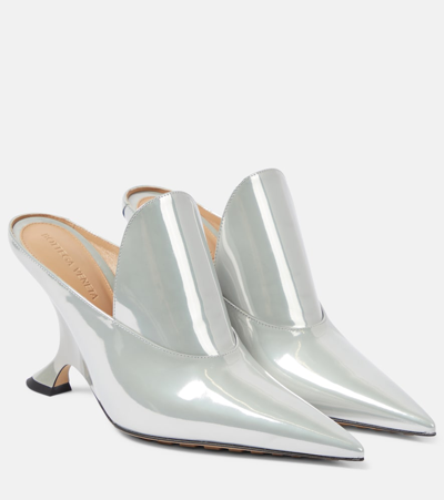 Bottega Veneta Rocket Mules In Silver Leather In Metallic