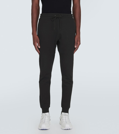 Shop Moncler Cotton Jersey Sweatpants In Black