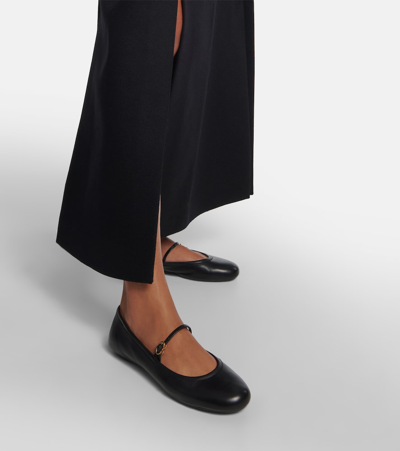 Shop Gianvito Rossi Carla Leather Mary Jane Ballet Flats In Black