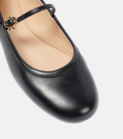 Shop Gianvito Rossi Carla Leather Mary Jane Ballet Flats In Black