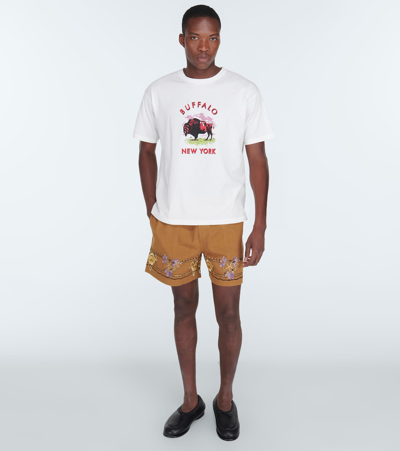 Bode Slim-fit Printed Cotton-jersey T-shirt In White