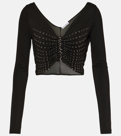 Shop Rabanne Embellished Crop Top In Black