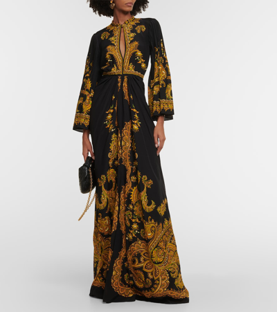 Shop Etro Paisley Silk Gown In Black