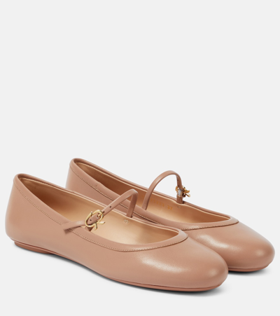 Gianvito Rossi Womens  Carla Ribbon-buckle Leather Flats In Praline