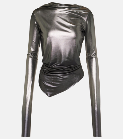 Shop Rick Owens Lilies Jersey Top In Silver