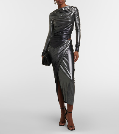 Rick Owens Lilies Jersey Top In Silver