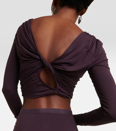 Shop Rick Owens Lilies Jersey Cropped Top In Purple