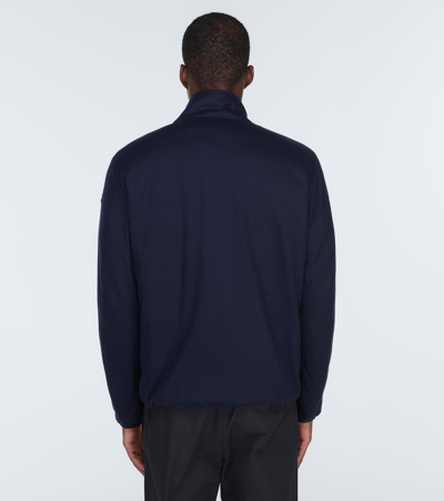 Shop Moncler Roselend Cashmere-blend Jacket In Blue