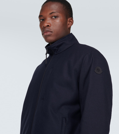 Shop Moncler Roselend Cashmere-blend Jacket In Blue