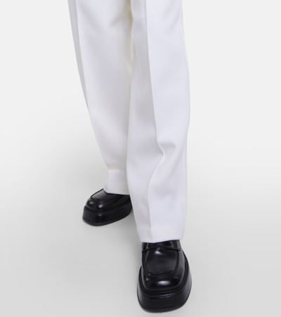 Shop Ami Alexandre Mattiussi High-rise Wool-blend Wide-leg Pants In White