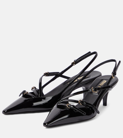 Miu Miu Buckle-embellished Slingback Pumps In Black