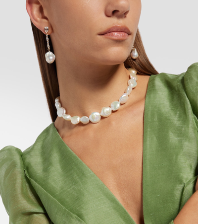 Mateo 14kt Gold Earrings With Pearls And Topaz In White