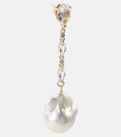 Mateo 14kt Gold Earrings With Pearls And Topaz In White