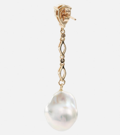 Mateo 14kt Gold Earrings With Pearls And Topaz In White