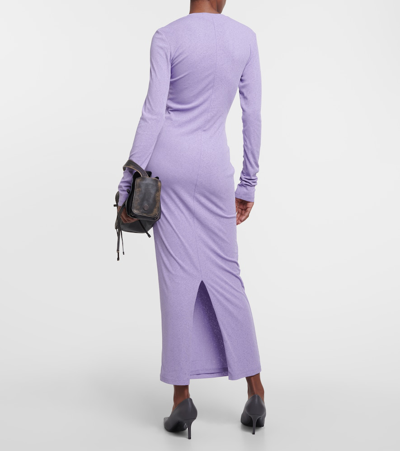 Shop Nanushka Gathered Jersey Maxi Dress In Purple